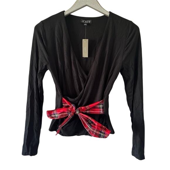 J. Crew FormKnit Long Sleeve Wrap Top in Black NEW - Picture 1 of 9